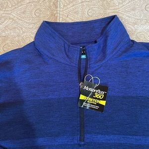 New Men’s PGA Tour Long Sleeve Top- Half Zipper Navy- Blue  360 Stretch Size XXL